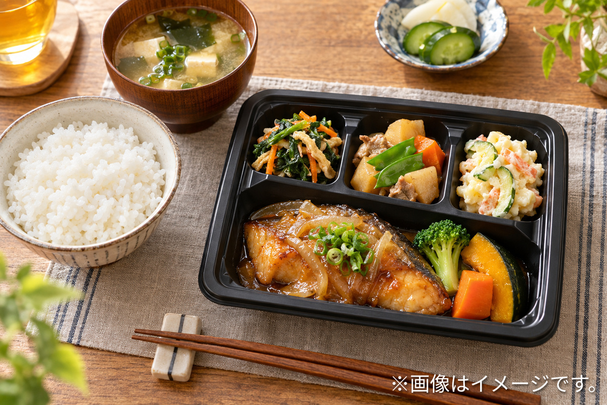 主菜と副菜、主食を組み合わせた食卓のイメージ