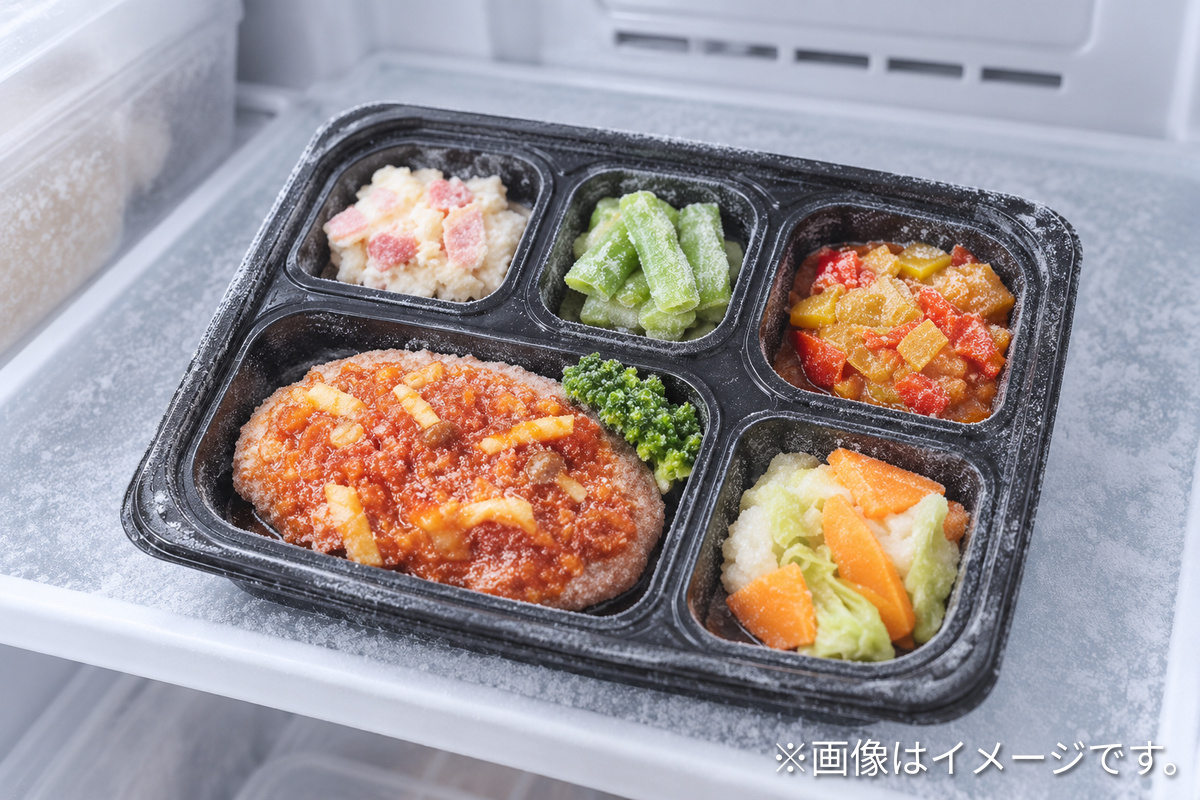 冷凍のおかずを冷凍庫で保管するイメージ