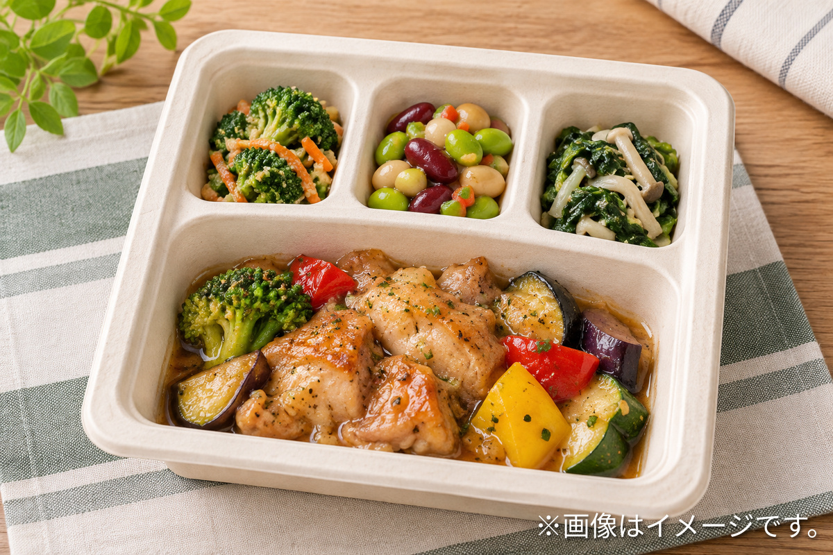 主菜と副菜が入った冷凍宅配食のイメージ